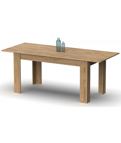 Mesa de comedor extensible en aglomerado y melamina color roble dorado - Longitud 140-195 x Profundidad 80 x Altura 77 cm