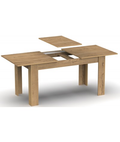 Mesa de comedor extensible en aglomerado y melamina color roble dorado - Longitud 140-195 x Profundidad 80 x Altura 77 cm