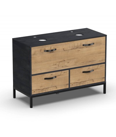 Mueble para debajo del lavabo de baño imitación mármol, roble – Longitud 120 x Profundidad 50 x Altura 80 cm