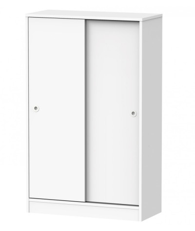 Armario con 2 puertas correderas de color blanco - Altura 120 x Longitud 74 x Profundidad 33 cm