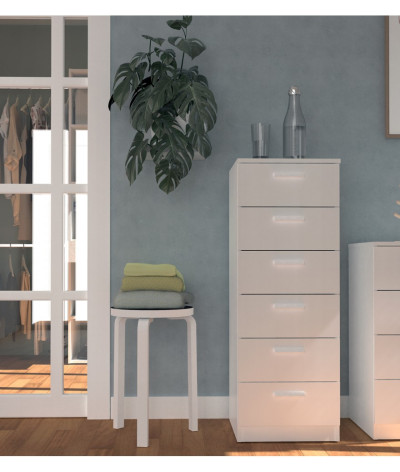 Cajonera, mueble de almacenamiento de color blanco - Altura 110 x Longitud 40 x Profundidad 40 cm