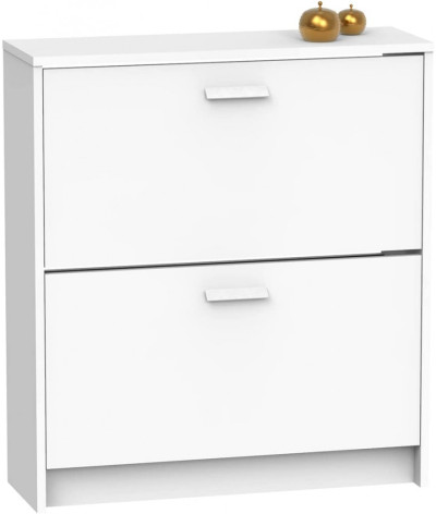 Zapatero Cómoda con 2 puertas de color blanco - Altura 82 x Longitud 74 x Profundidad 25 cm