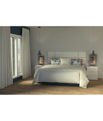Cabecero Cama matrimonio de color Blanco / Cambrian - Altura 50 x Longitud 160 x Profundidad 3,2 cm