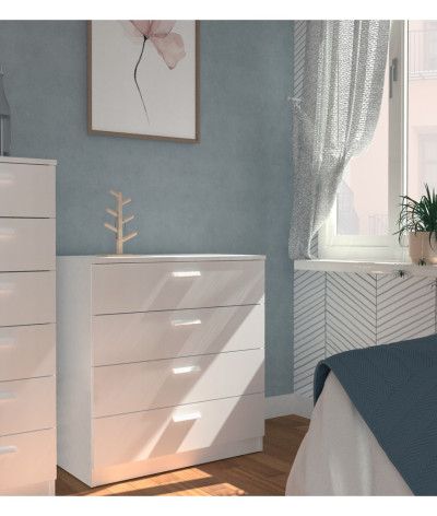 Cómoda Mueble de almacenamiento color blanco - Altura 78 x Longitud 74 x Profundidad 40 cm