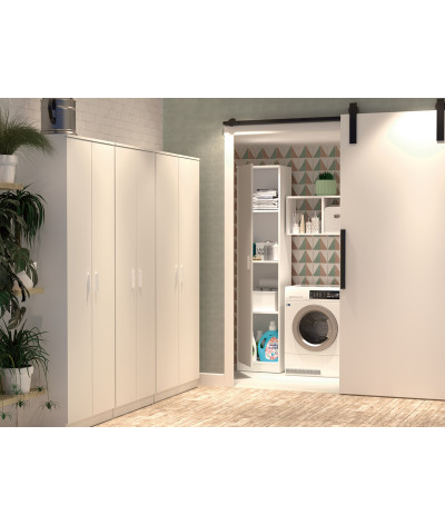 Armario / Mueble de almacenamiento de color blanco - Altura 180 x Longitud 40 x Profundidad 35 cm
