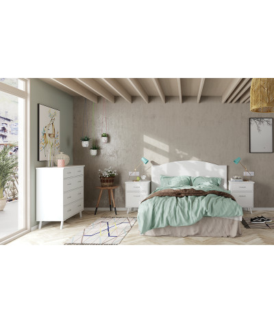 Cabecero cama doble matrimonio de color blanco - Altura 80 x Longitud 160 x Profundidad 1,6 cm