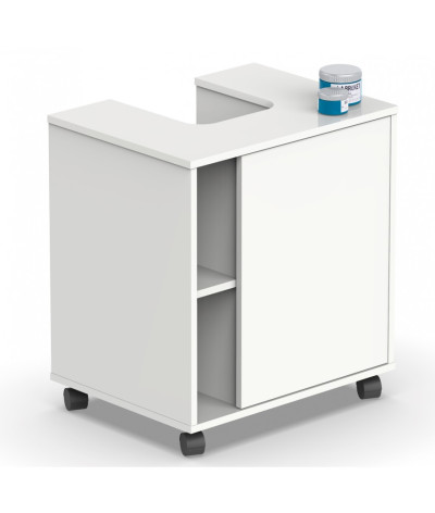 Mueble bajo lavabo con 1 puerta de color blanco brillo - Altura 64 x Longitud 59 x Profundidad 45 cm