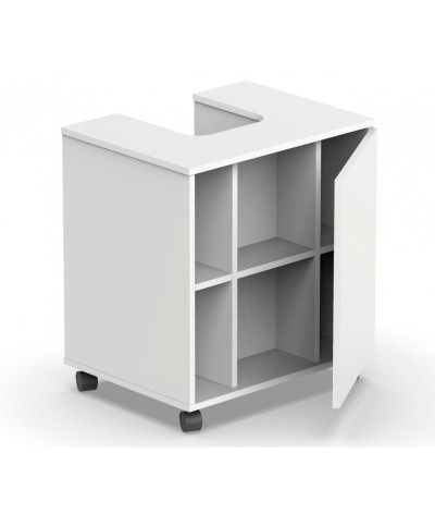 Mueble bajo lavabo con 1 puerta de color blanco brillo - Altura 64 x Longitud 59 x Profundidad 45 cm