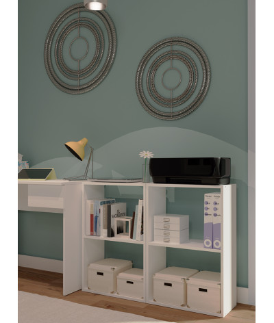 Estantería de oficina de 2 niveles de color blanco - Altura 75 x Longitud 50 x Profundidad 24,5 cm