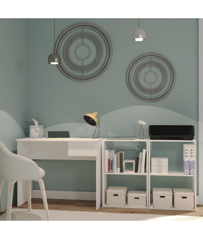 Estantería de oficina de 2 niveles de color blanco - Altura 75 x Longitud 50 x Profundidad 24,5 cm