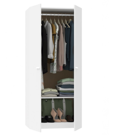 Armario Ropero / Mueble de almacenamiento de color blanco - Altura 180 x Longitud 79 x Profundidad 52 cm