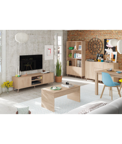 Librería Estantería de 2 puertas de color imitación madera - Altura 180 x Longitud 100 x Profundidad 30 cm