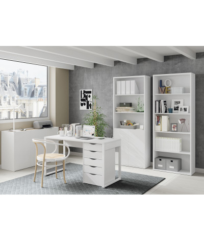 Librería / Estantería de almacenamiento, color blanco - Altura 196,5 x Longitud 75 x Profundidad 33 cm
