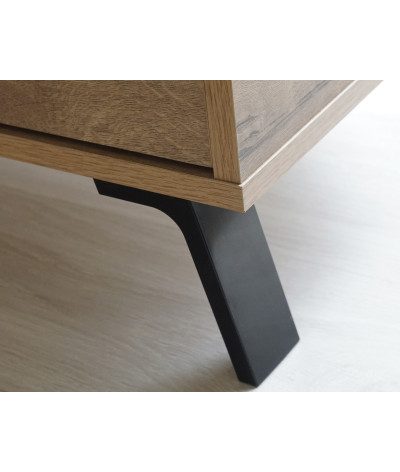 Estantería librería con 1 puerta corredera de color roble dorado - Altura 180 x Longitud 80 x Profundidad 33 cm