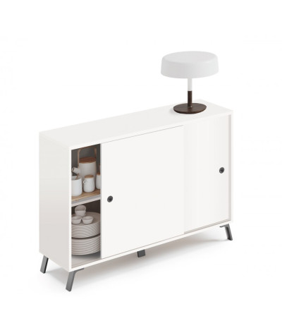 Aparador Buffet de 2 puertas de color blanco - Altura 87 x Longitud 120 x Profundidad 40 cm