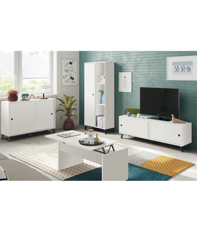 Aparador Buffet de 2 puertas de color blanco - Altura 87 x Longitud 120 x Profundidad 40 cm