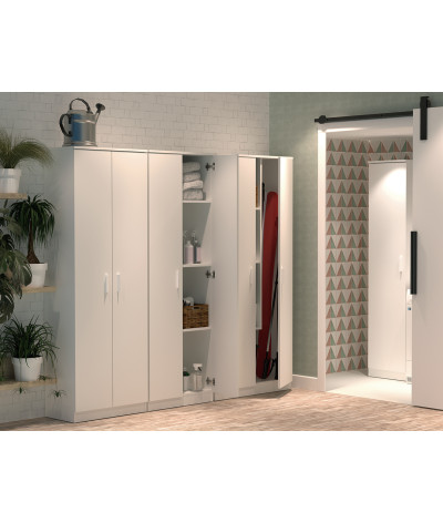 Armario / Mueble de almacenamiento de color blanco - Altura 180 x Longitud 80 x Profundidad 35 cm