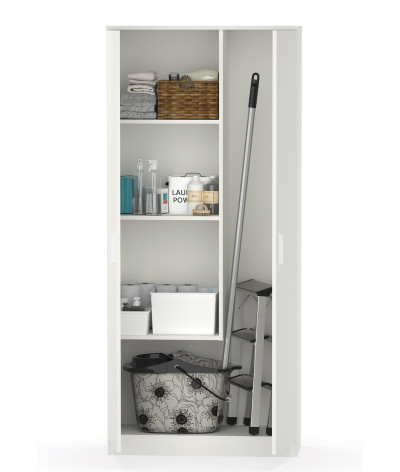 Armario / Mueble de almacenamiento de color blanco - Altura 180 x Longitud 80 x Profundidad 35 cm