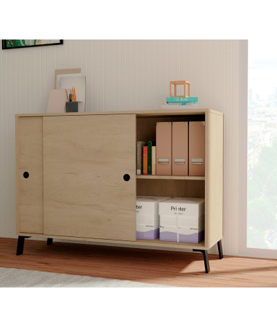 Aparador Buffet de 2 puertas en color imitación madera - Altura 87 x Longitud 120 x Profundidad 40 cm
