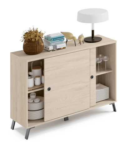 Aparador Buffet de 2 puertas en color imitación madera - Altura 87 x Longitud 120 x Profundidad 40 cm