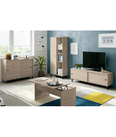 Aparador Buffet de 2 puertas en color imitación madera - Altura 87 x Longitud 120 x Profundidad 40 cm