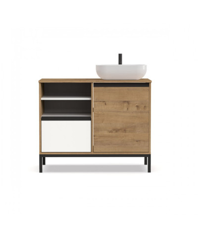 Mueble de Baño de color roble dorado / patas negras - Altura 81 x Longitud 100 x Profundidad 51 cm