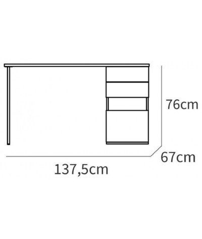 Escritorio, Mesa de trabajo en roble dorado y patas de metal blancas - Longitud 137,5 x Profundidad 67 x Altura 76 cm