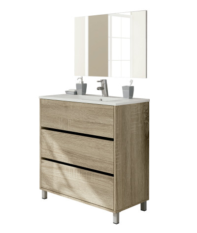Mueble lavabo con espejo de color Cambrian - Altura 90 x Longitud 81,5 x Profundidad 46,5 cm