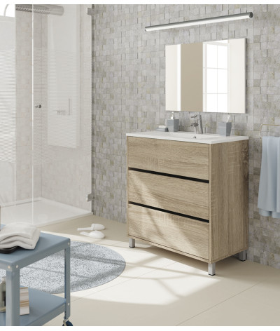 Mueble lavabo con espejo de color Cambrian - Altura 90 x Longitud 81,5 x Profundidad 46,5 cm