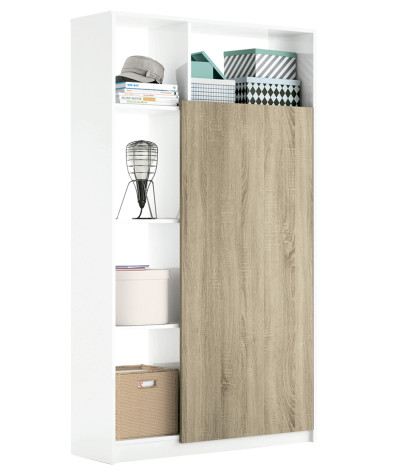 Armario / Mueble de almacenamiento de color Blanco brillo / Cambrian - Altura 180 x Longitud 100 x Profundidad 35 cm