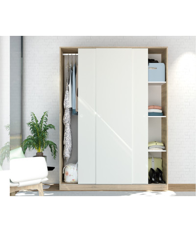 Armario con 3 puertas correderas de color Cámbrico/Blanco - Altura 200 x Longitud 150 x Profundidad 55 cm