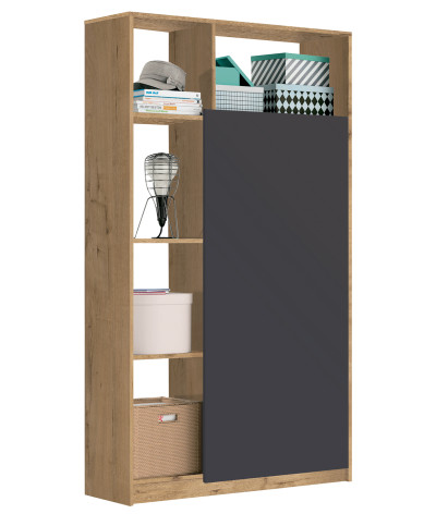 Armario / Mueble de almacenamiento de color Roble dorado/Gris - Altura 180 x Longitud 100 x Profundidad 35 cm