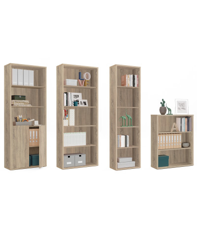 Librería / Estantería de almacenamiento de color Cambrian - Altura 196,5 x Longitud 75,5 x Profundidad 33 cm